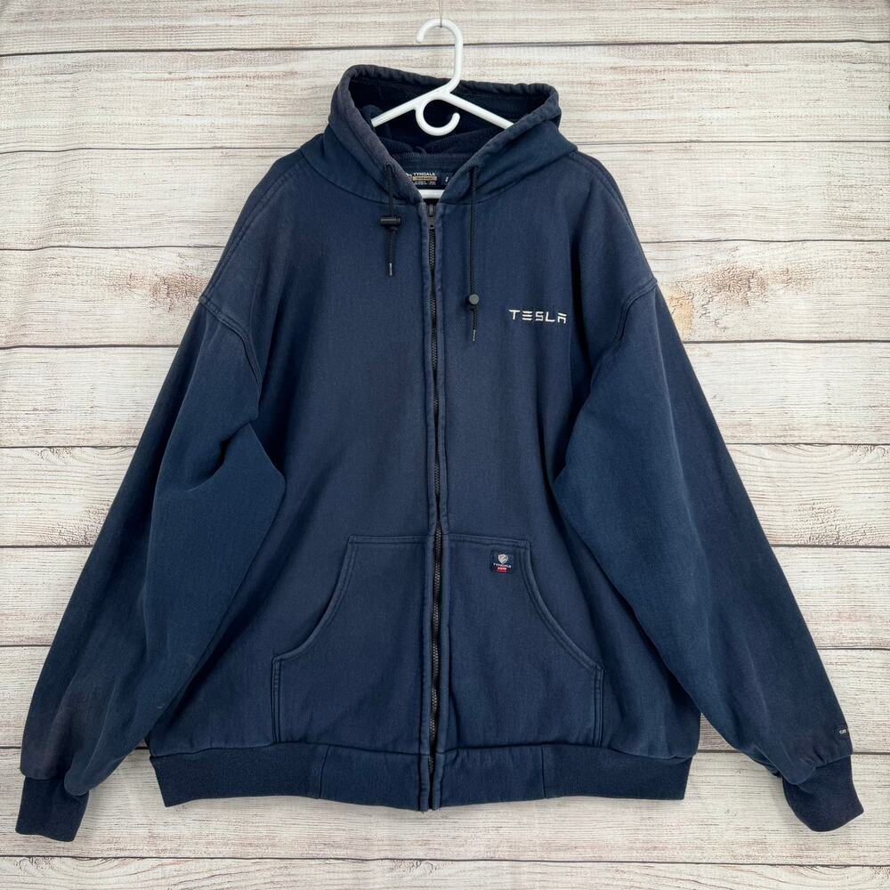TESLA Tyndale FR Workwear Full Zip Hoodie‎ Sweatshirt Mens 4X Navy Blue